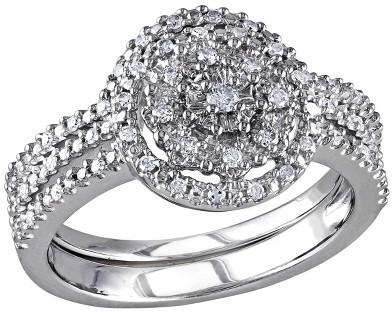 Hochzeit - 1/4 CT. T.W. Diamond Bridal Ring Set in Sterling Silver (GH I2-I3)