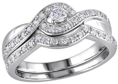 زفاف - 1/3 CT. T.W. Diamond Bridal Ring Set in Sterling Silver (GH I2-I3)
