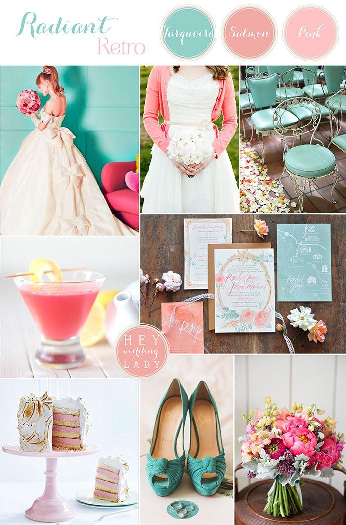 Mariage - Radiant Retro Pink And Turquoise Wedding Inspiration