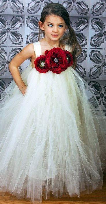 زفاف - Ivory Flower Girl Tutu Dress