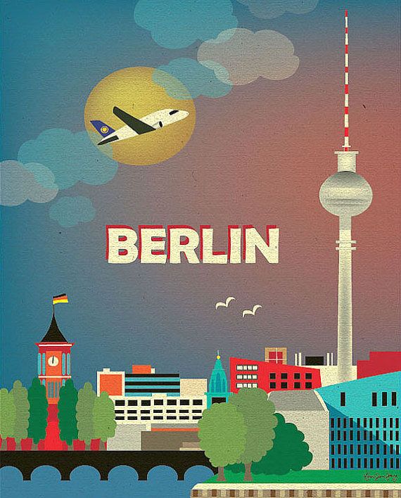 Свадьба - Berlin, Germany Skyline - 8 X 10 Vertical Wall Art Poster Print For Home, Office, And Nursery - Style E8-O-BER