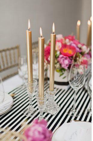 Mariage - Modern Glamour: Monochrome, Gold & Pink - A Winter Wedding Table