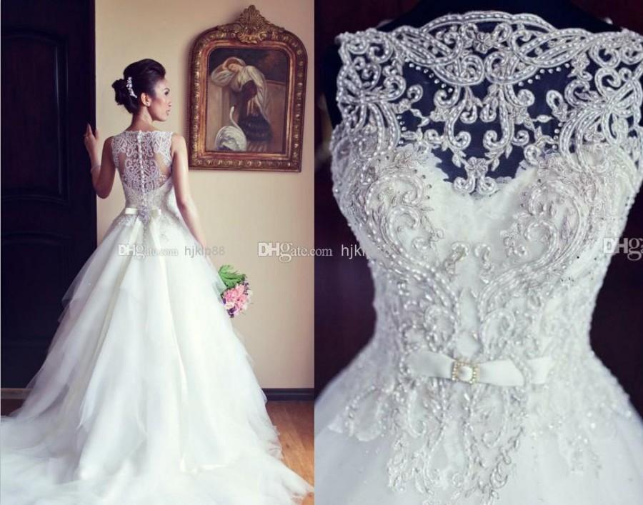 زفاف - Cheap Pageant Dress - Discount 2014 a Line Wedding Dress with Sheer Straps Online with $119.91/Piece 