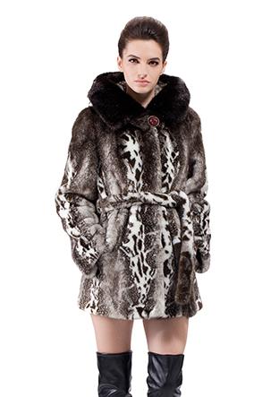 Свадьба - Faux marble pattern mink fur short women coat