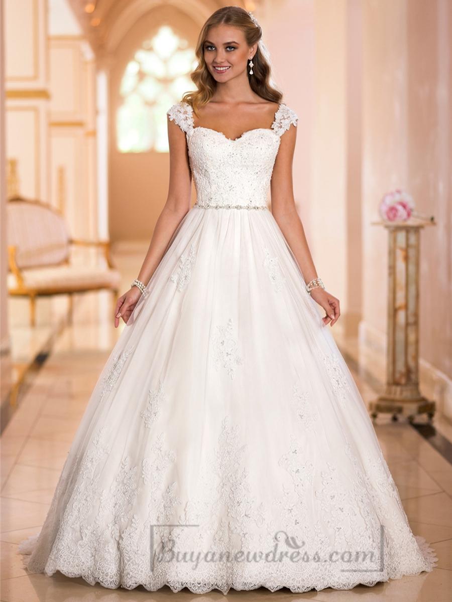 Mariage - Straps Sweetheart Lace Princess Ball Gown Wedding Dresses