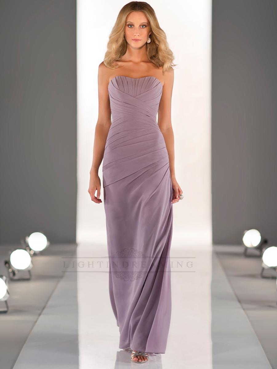 زفاف - Sleeveless Floor Length Bridesmaid Dress with Criss-crossed Ruched Bodice