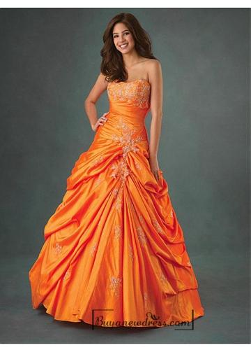 Mariage - Beautiful Taffeta A-line Wrapped Waist Gathered Skirt Detail Prom Dress