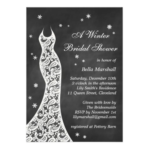 Wedding - Beautiful Chalkboard Winter Bridal Shower Invite