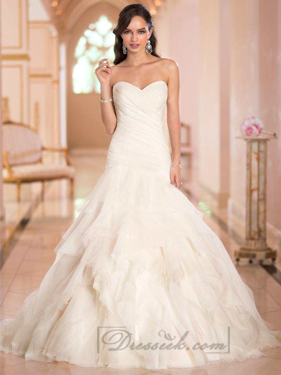 Wedding - Sweetheart Ruched Bodice Pleated Wedding Dresses with Corset Back