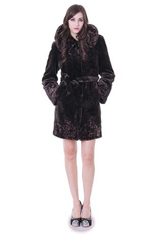 Mariage - Charm Purple Series/faux luxury dark purple mink cashmere and astrakhan middle women coat