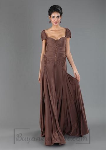 Mariage - Floor Length V-back Short Sleeve Evening Dress
