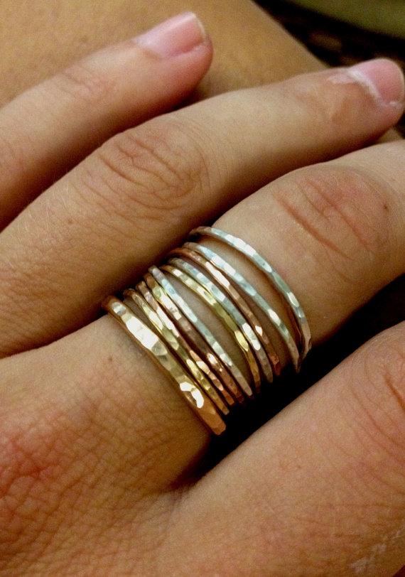زفاف - Tower Of Hanoi Stackable Rings In Gold - Beautiful Ring Photo