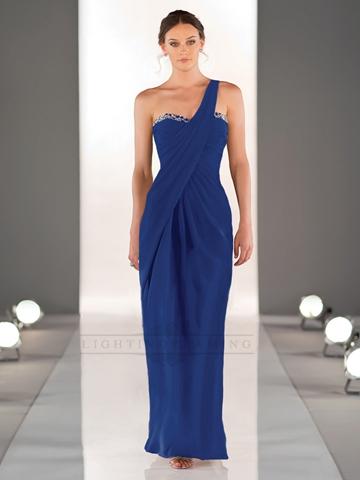 Mariage - One shoulder Sweetheart Neckline Ruched Bodice Full Length Bridesmaid Dress