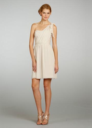 Hochzeit - One-shoulder Scooped Neckline Knee-length Bridesmaid Dress