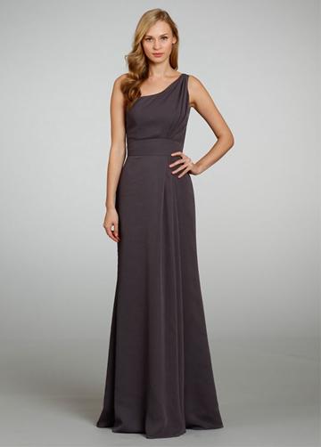 Свадьба - One-shoulder A-line Floor Length Bridesmaid Dress with Draped Skirt