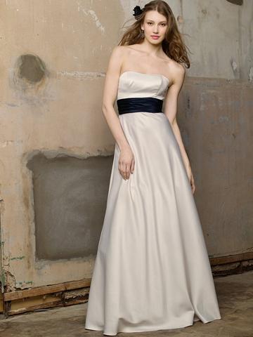Hochzeit - Pearl Satin Strapless Floor Length Dress with A-line Skirt