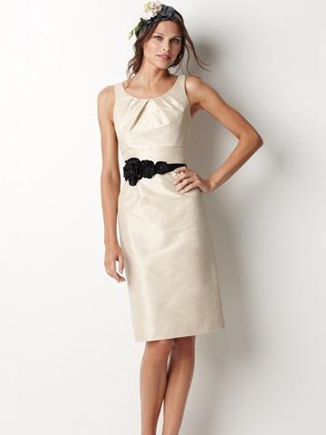 Свадьба - Sleeveless Sheath Bridesmaid Dress with Plunging V-back and Slim Knee Length Skirt