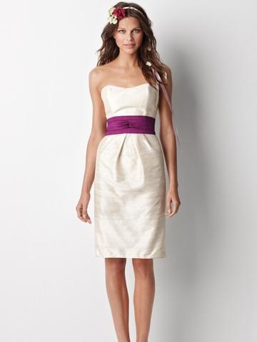 Hochzeit - Antique Timeless Simply Strapless Sheath Bridesmaid Dress with Tucked Knee Length Skirt