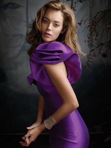 Wedding - Purple Ruffle One Shoulder Bodice Trumpet Floor Length Bridesmaid Dress
