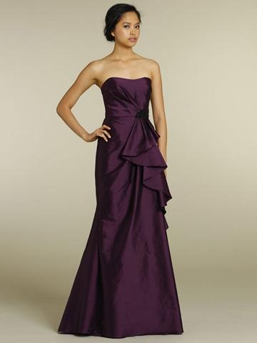 Свадьба - Eggplant Taffeta Strapless A-line Floor Length Bridesmaid Dress 2013
