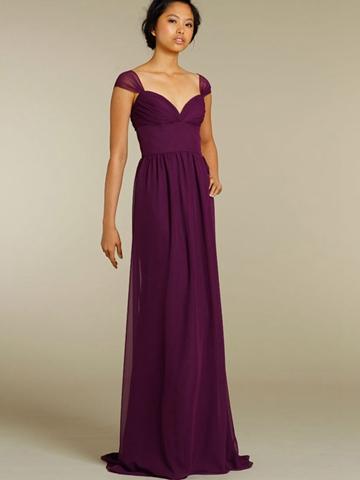 زفاف - Violet Cap Sleeves Off-the-shoulder Spring Bridesmaid Dress 2013 Sweetheart Neckline