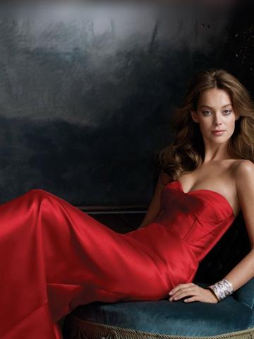 زفاف - Red Floor Length A-Line Bridesmaid Dress with Strapless Sweetheart Corset Bodice
