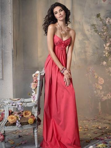 Mariage - Cherry Silky Taffeta Strapless Bridesmaid Ball Gown with Sweetheart Draped Neckline