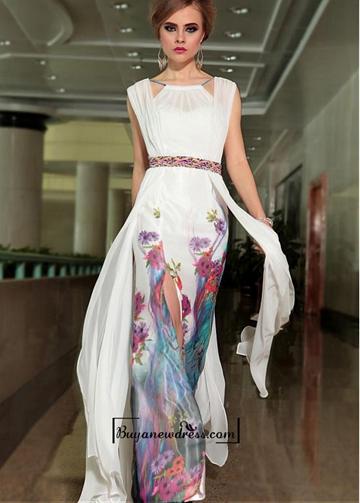 Wedding - Alluring Chiffon Jewel Neckline Floor-length A-line Evening Dress