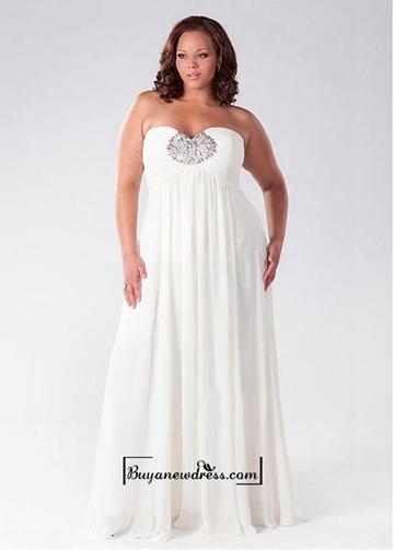 Wedding - Alluring Chiffon Sweetheart Neckline Floor-length A-line Plus Size Prom Dress