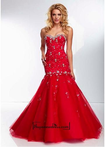 Mariage - Alluring Lace & Tulle Sweetheart Neckline Floor-length Mermaid Prom Dress