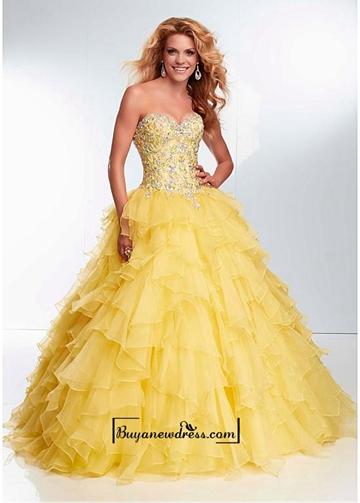 Mariage - Alluring Organza Sweetheart Neckline Floor-length Ball Gown Prom Dress