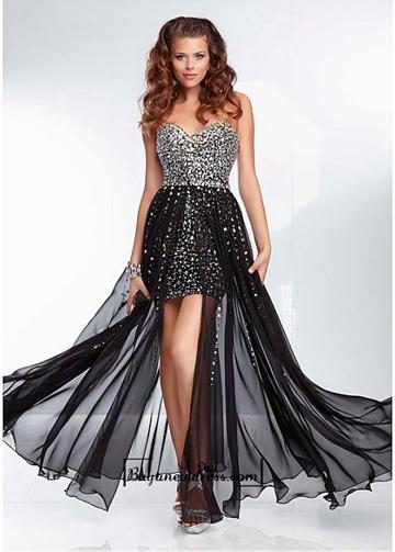 زفاف - Alluring Satin & Chiffon Sweetheart Neckline Asymmetrical A-line Evening Dress