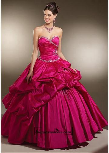 Свадьба - Alluring Taffeta Sweetheart Neckline Floor-length Ball Gown Prom Dress