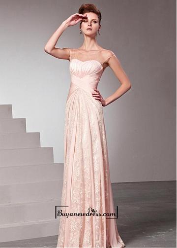 زفاف - Alluring Tencel & Satin & Tulle Illusion High Neckline Floor-Length Sheath Formal Dress