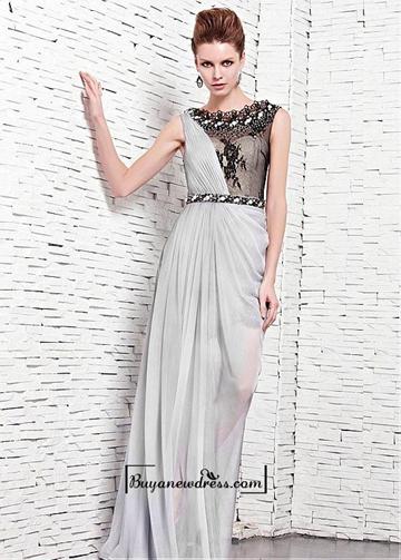 Mariage - Amazing & stylish A-line Bateau Neckline Raised Waist Floor-length Prom Dress