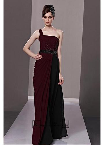 Mariage - Amazing A-line One Shoulder Natural Waist Floor Length Draped Formal Wear