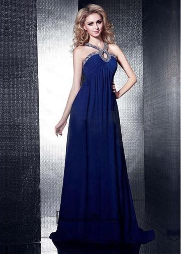 Mariage - Amazing Charming Chiffon & Stretch Satin A-line Jewel Neckline Floor-length Prom Dress