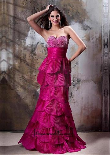Свадьба - Amazing Glamorous Taffeta & Satin A-line Sweetheart Neckline Empire Waistline Floor-length Prom Dress