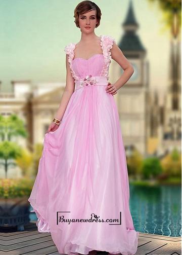زفاف - Adorable A-line sweetheart Beaded Raised Waist Cap Sleeve Floor Length Party / Prom Dress
