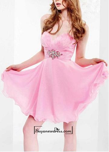 Mariage - Adorable Chiffon A-line Strapless Sweetheart Feather Bust Short Sweet 16 Dress / Cocktail Dress