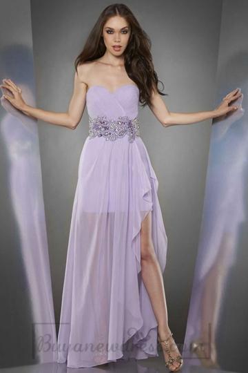 Mariage - Beaded High Low Column Sweetheart Empire Sleeveless Zipper Chiffon Prom Dress