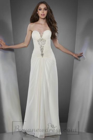 زفاف - Natural Waist Lace-up Long A-line Sleeveless Chiffon Sweetheart Prom Dress