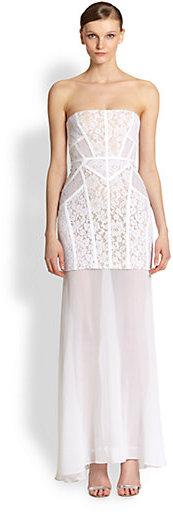 زفاف - BCBGMAXAZRIA Vivienne Lace-Blocked Strapless Gown