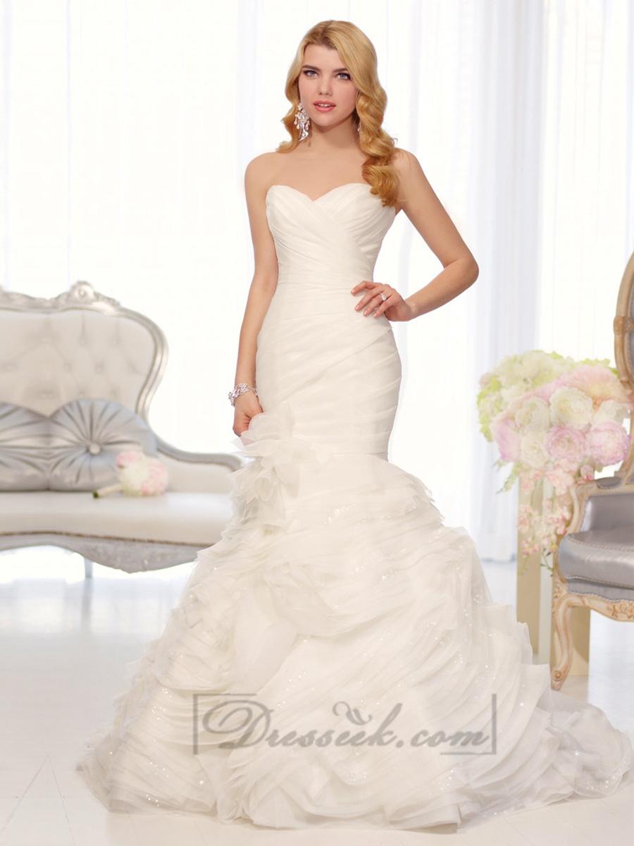 Mariage - Organza Sweetheart Trumpet Wedding Dresses with Pleated Bodice and Layers Skirt