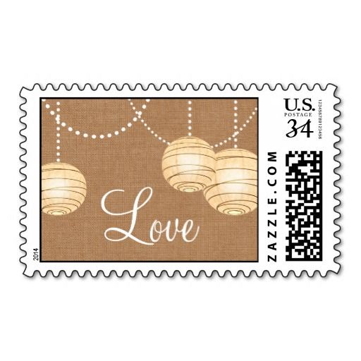 Wedding - Burlap Party Lanterns Love Stamp