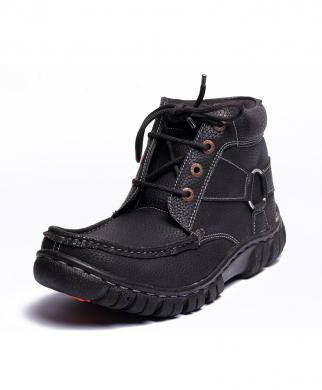 زفاف - ROBUST Black Real Leather Ankle Casual Boots