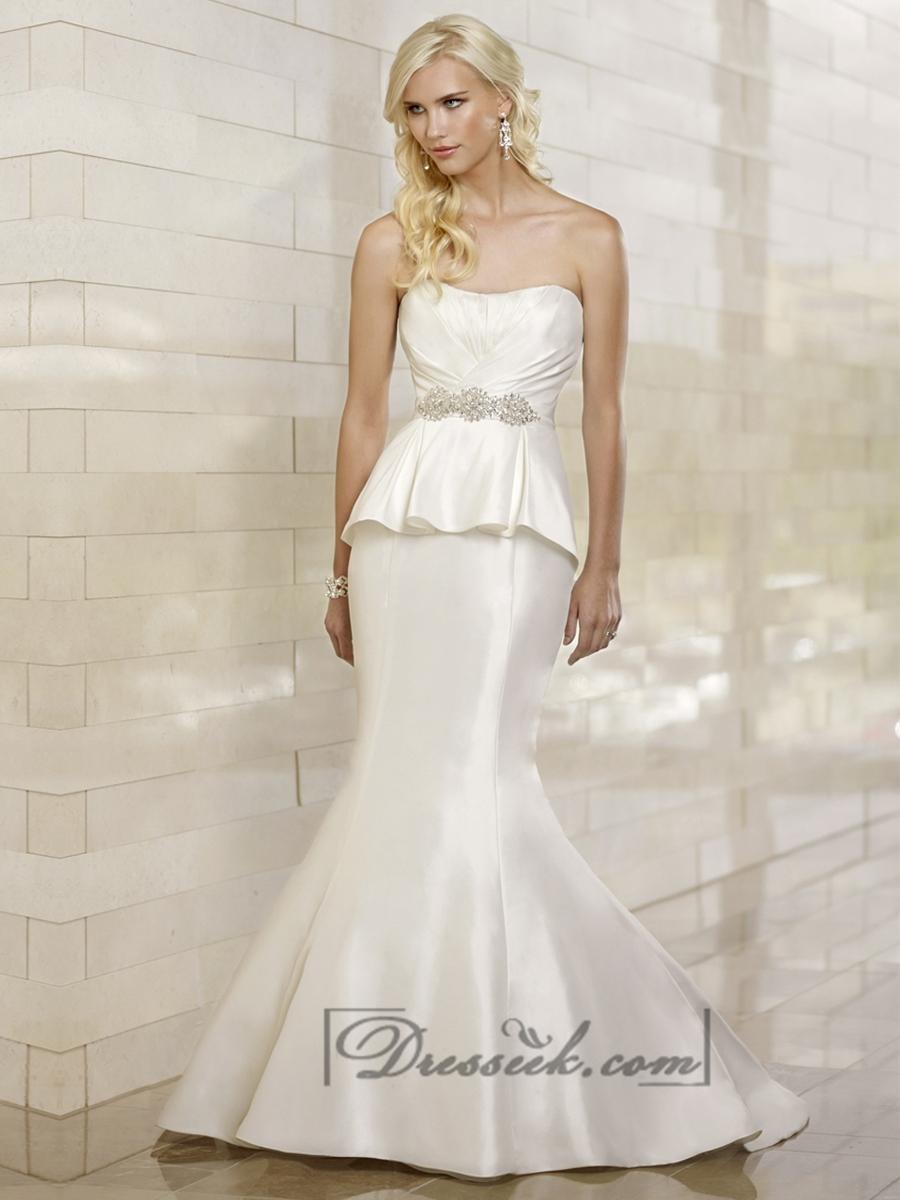 Wedding - Modern Mermaid Strapless Ruched Bodice Wedding Dresses with Ruffled Skirt