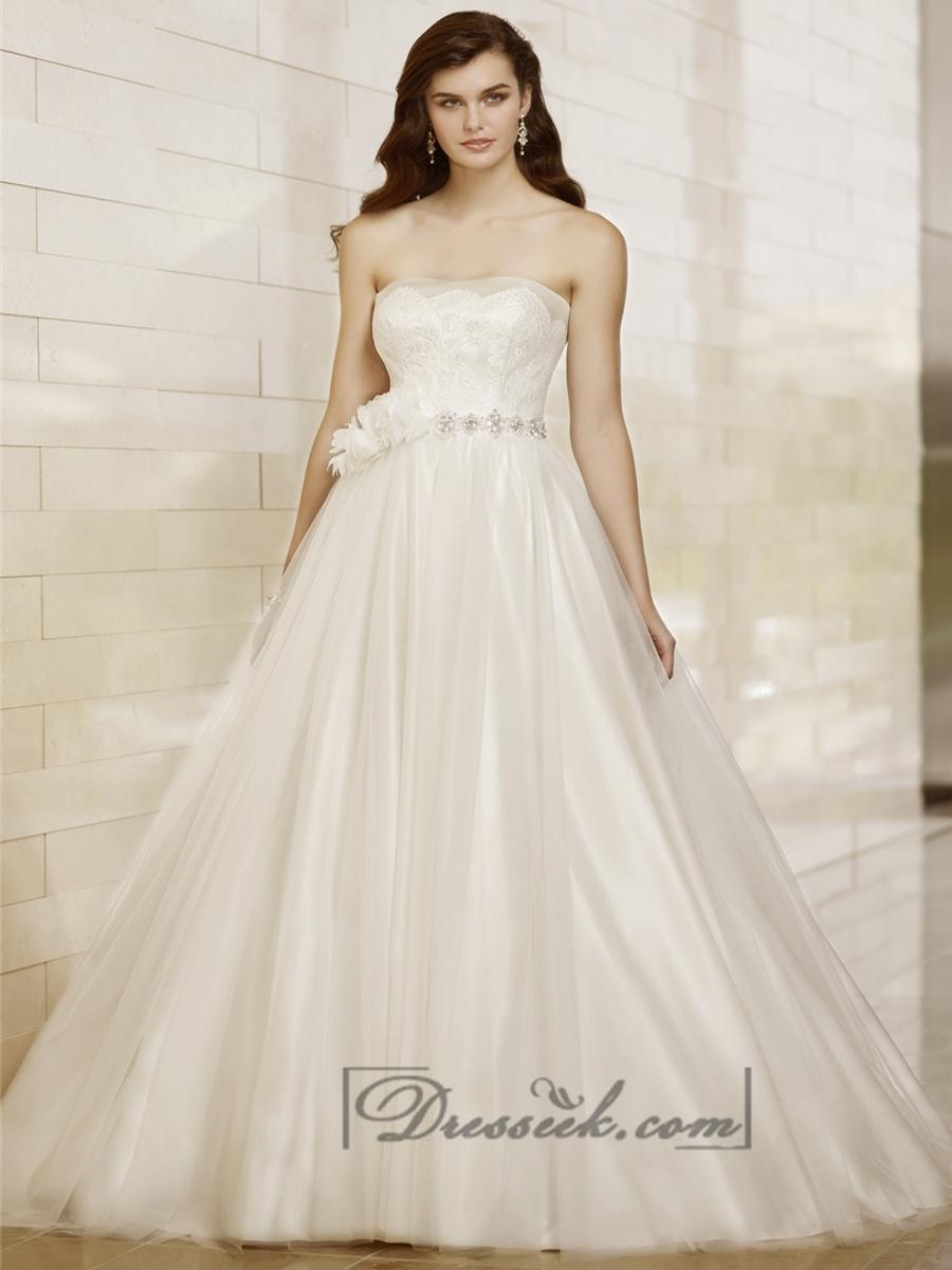 زفاف - Strapless A-line Designer Wedding Dresses