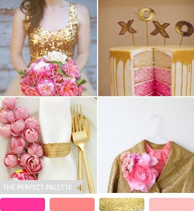 Hochzeit - {party Palette}: Shades Of Pink   Glittery Gold