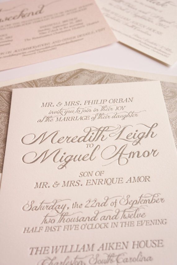Mariage - Romantic Blush And Grey Wedding Invitation
